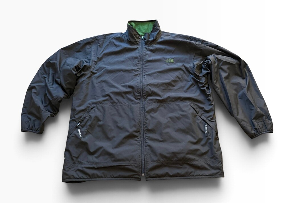 The North Face Black/Green Reversible Fleece Lined Mens Jacket Full Zip Outdoor